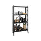 Industrial Folding Etagere Bookshelf Metal Open Bookshelf with Caster Wheels 24"L x 14.4"W x 50.2"H Black Clearhalo 'Bookcases' 'furn' 'furn_bookcases' 'Furniture' 'furniture_bookcases' 'kitchen' 'kitchen_bookcases' 'Living Room Furniture' 'Office Furniture' 4844636