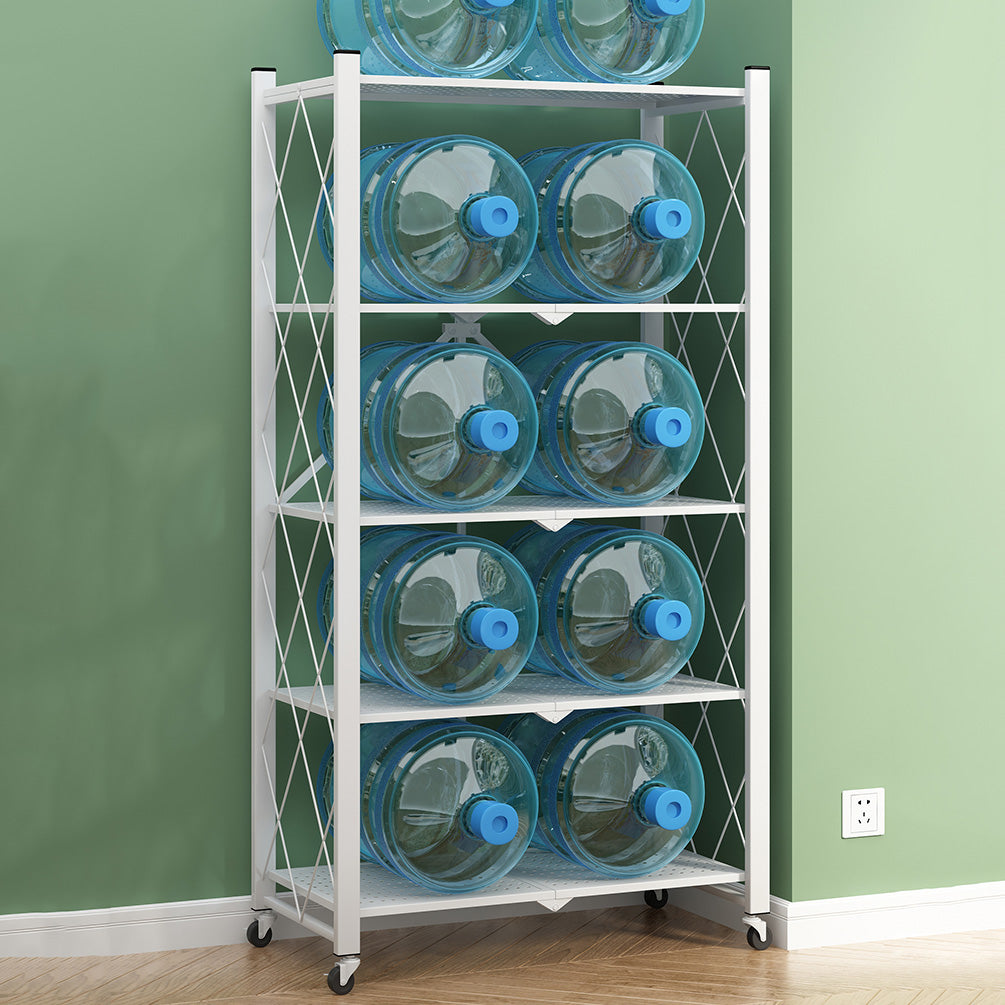 Industrial Folding Etagere Bookshelf Metal Open Bookshelf with Caster Wheels Clearhalo 'Bookcases' 'furn' 'furn_bookcases' 'Furniture' 'furniture_bookcases' 'kitchen' 'kitchen_bookcases' 'Living Room Furniture' 'Office Furniture' 4844637