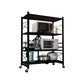 Industrial Folding Etagere Bookshelf Metal Open Bookshelf with Caster Wheels 39.8"L x 13.4"W x 49.2"H Black Clearhalo 'Bookcases' 'furn' 'furn_bookcases' 'Furniture' 'furniture_bookcases' 'kitchen' 'kitchen_bookcases' 'Living Room Furniture' 'Office Furniture' 4844638