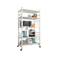 Industrial Folding Etagere Bookshelf Metal Open Bookshelf with Caster Wheels 31.9"L x 13.4"W x 63"H White Clearhalo 'Bookcases' 'furn' 'furn_bookcases' 'Furniture' 'furniture_bookcases' 'kitchen' 'kitchen_bookcases' 'Living Room Furniture' 'Office Furniture' 4844639