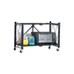 Industrial Folding Etagere Bookshelf Metal Open Bookshelf with Caster Wheels 28"L x 13.4"W x 19.3"H Black Clearhalo 'Bookcases' 'furn' 'furn_bookcases' 'Furniture' 'furniture_bookcases' 'kitchen' 'kitchen_bookcases' 'Living Room Furniture' 'Office Furniture' 4844641