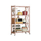 Industrial Folding Etagere Bookshelf Metal Open Bookshelf with Caster Wheels 28"L x 14.2"W x 49.2"H Pink Clearhalo 'Bookcases' 'furn' 'furn_bookcases' 'Furniture' 'furniture_bookcases' 'kitchen' 'kitchen_bookcases' 'Living Room Furniture' 'Office Furniture' 4844645