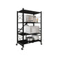 Industrial Folding Etagere Bookshelf Metal Open Bookshelf with Caster Wheels 31.9"L x 13.4"W x 49.2"H Black Clearhalo 'Bookcases' 'furn' 'furn_bookcases' 'Furniture' 'furniture_bookcases' 'kitchen' 'kitchen_bookcases' 'Living Room Furniture' 'Office Furniture' 4844648