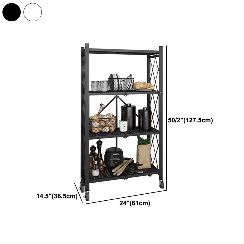 Industrial Folding Etagere Bookshelf Metal Open Bookshelf with Caster Wheels Clearhalo 'Bookcases' 'furn' 'furn_bookcases' 'Furniture' 'furniture_bookcases' 'kitchen' 'kitchen_bookcases' 'Living Room Furniture' 'Office Furniture' 4844653