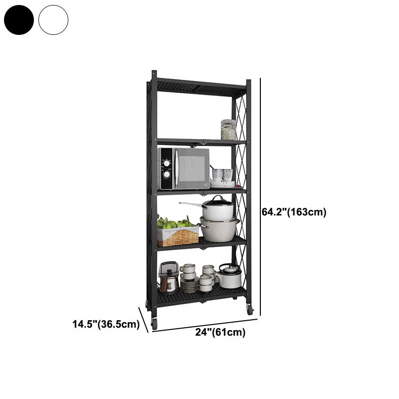 Industrial Folding Etagere Bookshelf Metal Open Bookshelf with Caster Wheels Clearhalo 'Bookcases' 'furn' 'furn_bookcases' 'Furniture' 'furniture_bookcases' 'kitchen' 'kitchen_bookcases' 'Living Room Furniture' 'Office Furniture' 4844654