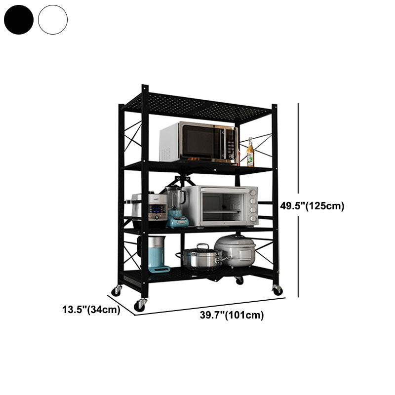 Industrial Folding Etagere Bookshelf Metal Open Bookshelf with Caster Wheels Clearhalo 'Bookcases' 'furn' 'furn_bookcases' 'Furniture' 'furniture_bookcases' 'kitchen' 'kitchen_bookcases' 'Living Room Furniture' 'Office Furniture' 4844657