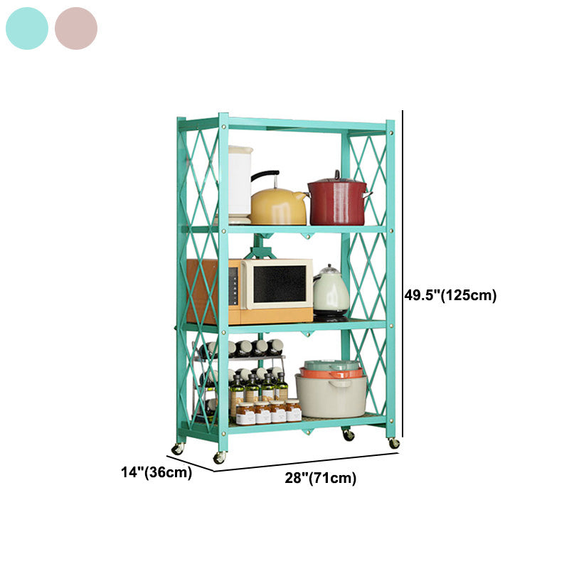 Industrial Folding Etagere Bookshelf Metal Open Bookshelf with Caster Wheels Clearhalo 'Bookcases' 'furn' 'furn_bookcases' 'Furniture' 'furniture_bookcases' 'kitchen' 'kitchen_bookcases' 'Living Room Furniture' 'Office Furniture' 4844659