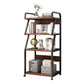 Industrial Etagere Bookshelf Steel Frame Manufactured Wood Shelf with Caster Wheels Black-Wood 21.7"L x 15.7"W x 51.6"H Clearhalo 'Bookcases' 'Furniture' 'furniture_bookcases' 'kitchen' 'kitchen_bookcases' 'Living Room Furniture' 'Office Furniture' 4844685