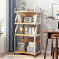 Industrial Etagere Bookshelf Steel Frame Manufactured Wood Shelf with Caster Wheels White-Wood 21.7"L x 15.7"W x 51.6"H Clearhalo 'Bookcases' 'Furniture' 'furniture_bookcases' 'kitchen' 'kitchen_bookcases' 'Living Room Furniture' 'Office Furniture' 4844689