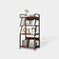 Industrial Etagere Bookshelf Steel Frame Manufactured Wood Shelf with Caster Wheels Clearhalo 'Bookcases' 'Furniture' 'furniture_bookcases' 'kitchen' 'kitchen_bookcases' 'Living Room Furniture' 'Office Furniture' 4844692
