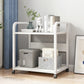 Industrial Etagere Bookshelf Steel Frame Manufactured Wood Shelf with Caster Wheels White 25.5"H x 22"L x 16"W Clearhalo 'Bookcases' 'Furniture' 'furniture_bookcases' 'kitchen' 'kitchen_bookcases' 'Living Room Furniture' 'Office Furniture' 4844697