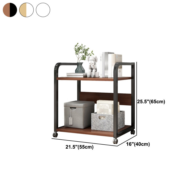 Industrial Etagere Bookshelf Steel Frame Manufactured Wood Shelf with Caster Wheels Clearhalo 'Bookcases' 'Furniture' 'furniture_bookcases' 'kitchen' 'kitchen_bookcases' 'Living Room Furniture' 'Office Furniture' 4844698