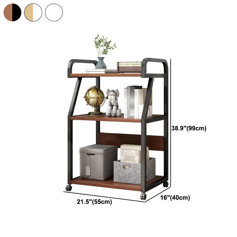 Industrial Etagere Bookshelf Steel Frame Manufactured Wood Shelf with Caster Wheels Clearhalo 'Bookcases' 'Furniture' 'furniture_bookcases' 'kitchen' 'kitchen_bookcases' 'Living Room Furniture' 'Office Furniture' 4844699