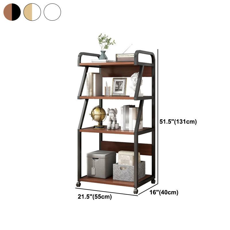 Industrial Etagere Bookshelf Steel Frame Manufactured Wood Shelf with Caster Wheels Clearhalo 'Bookcases' 'Furniture' 'furniture_bookcases' 'kitchen' 'kitchen_bookcases' 'Living Room Furniture' 'Office Furniture' 4844700