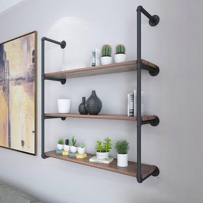 Wall Mounted Bookshelf Industrial Style Solid Wood Bookcase for Home Office 31"L x 8"W x 35"H