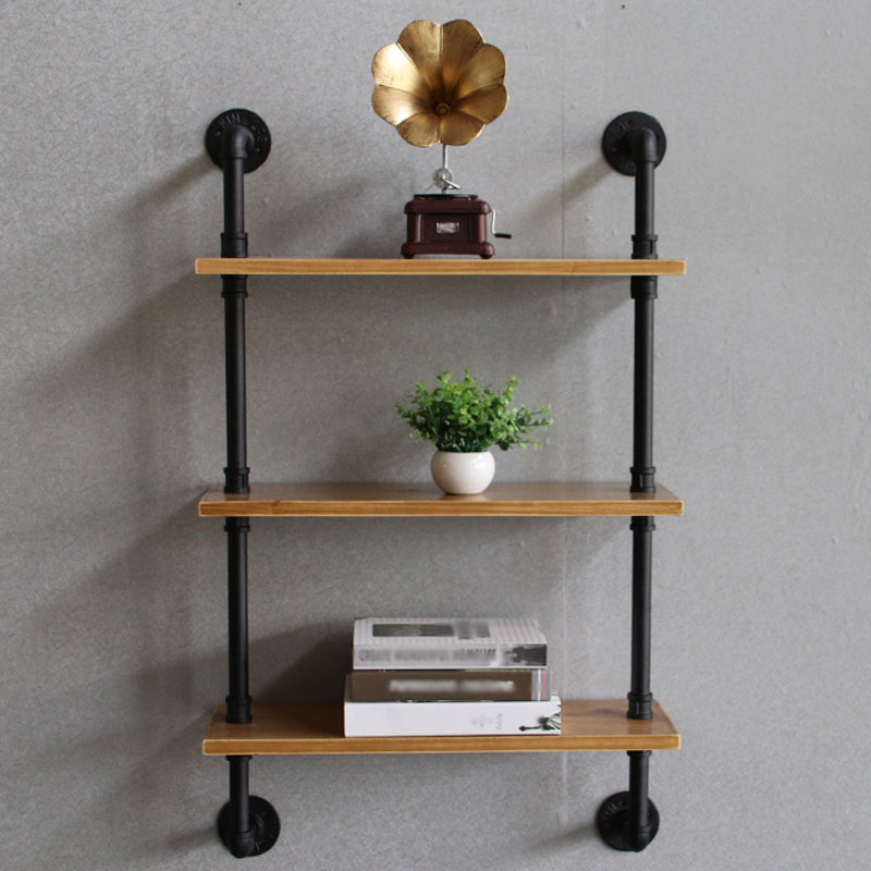 Wall Unit and Etagere Bookshelf Industrial Black Iron Frame and Pine Wood Shelf Clearhalo 'Bookcases' 'furn' 'furn_bookcases' 'Furniture' 'furniture_bookcases' 'kitchen' 'kitchen_bookcases' 'Living Room Furniture' 'Office Furniture' 4844765
