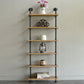 Wall Unit and Etagere Bookshelf Industrial Black Iron Frame and Pine Wood Shelf Etagere 23.6"L x 7.9"W x 70.9"H Clearhalo 'Bookcases' 'furn' 'furn_bookcases' 'Furniture' 'furniture_bookcases' 'kitchen' 'kitchen_bookcases' 'Living Room Furniture' 'Office Furniture' 4844769