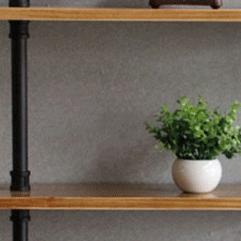 Wall Unit and Etagere Bookshelf Industrial Black Iron Frame and Pine Wood Shelf Clearhalo 'Bookcases' 'furn' 'furn_bookcases' 'Furniture' 'furniture_bookcases' 'kitchen' 'kitchen_bookcases' 'Living Room Furniture' 'Office Furniture' 4844777