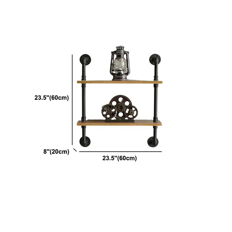 Wall Unit and Etagere Bookshelf Industrial Black Iron Frame and Pine Wood Shelf Clearhalo 'Bookcases' 'furn' 'furn_bookcases' 'Furniture' 'furniture_bookcases' 'kitchen' 'kitchen_bookcases' 'Living Room Furniture' 'Office Furniture' 4844780