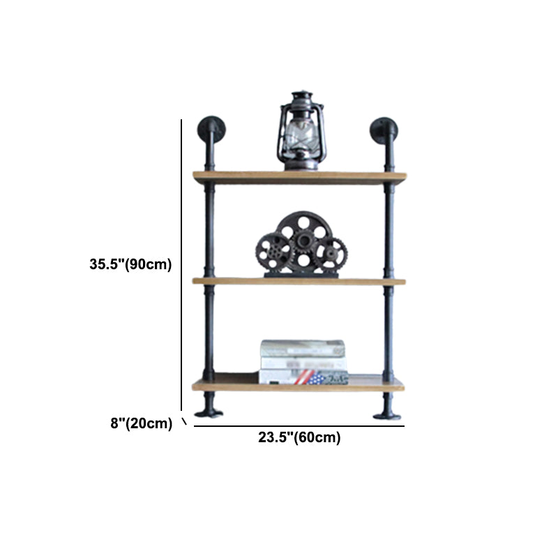 Wall Unit and Etagere Bookshelf Industrial Black Iron Frame and Pine Wood Shelf Clearhalo 'Bookcases' 'furn' 'furn_bookcases' 'Furniture' 'furniture_bookcases' 'kitchen' 'kitchen_bookcases' 'Living Room Furniture' 'Office Furniture' 4844781
