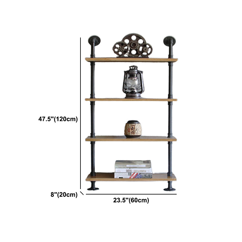 Wall Unit and Etagere Bookshelf Industrial Black Iron Frame and Pine Wood Shelf Clearhalo 'Bookcases' 'furn' 'furn_bookcases' 'Furniture' 'furniture_bookcases' 'kitchen' 'kitchen_bookcases' 'Living Room Furniture' 'Office Furniture' 4844783