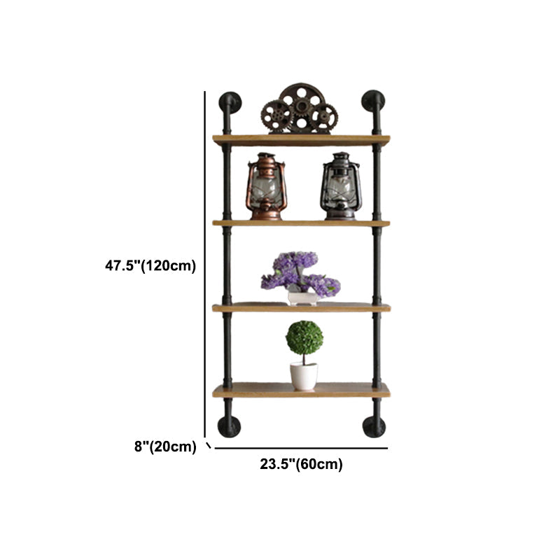 Wall Unit and Etagere Bookshelf Industrial Black Iron Frame and Pine Wood Shelf Clearhalo 'Bookcases' 'furn' 'furn_bookcases' 'Furniture' 'furniture_bookcases' 'kitchen' 'kitchen_bookcases' 'Living Room Furniture' 'Office Furniture' 4844784