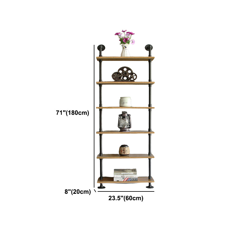 Wall Unit and Etagere Bookshelf Industrial Black Iron Frame and Pine Wood Shelf Clearhalo 'Bookcases' 'furn' 'furn_bookcases' 'Furniture' 'furniture_bookcases' 'kitchen' 'kitchen_bookcases' 'Living Room Furniture' 'Office Furniture' 4844787