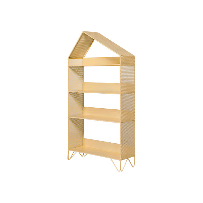 Scandinavian Metal Geometric Bookshelf Vertical Open Iron Bookshelf 26"L x 9.1"W x 50.4"H Gold Clearhalo 'Bookcases' 'furn' 'furn_bookcases' 'Furniture' 'furniture_bookcases' 'kitchen' 'kitchen_bookcases' 'Living Room Furniture' 'Office Furniture' 4844793