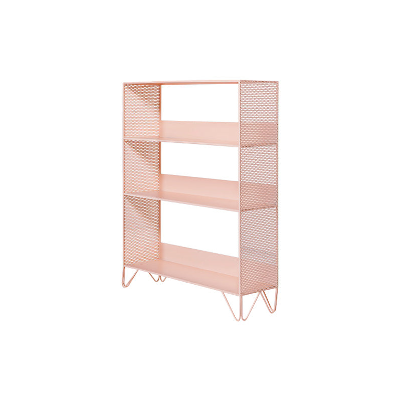 Scandinavian Metal Geometric Bookshelf Vertical Open Iron Bookshelf 29.9"L x 9.1"W x 37.4"H Pink Clearhalo 'Bookcases' 'furn' 'furn_bookcases' 'Furniture' 'furniture_bookcases' 'kitchen' 'kitchen_bookcases' 'Living Room Furniture' 'Office Furniture' 4844796
