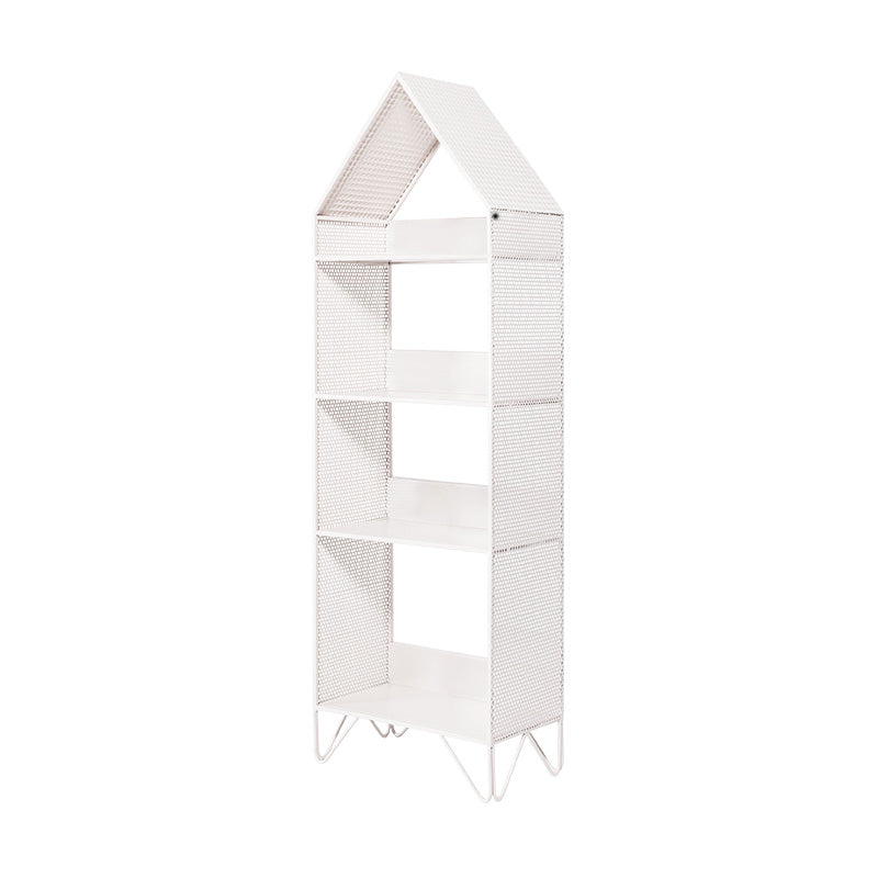 Scandinavian Metal Geometric Bookshelf Vertical Open Iron Bookshelf 16.1"L x 9.1"W x 50.4"H White Clearhalo 'Bookcases' 'furn' 'furn_bookcases' 'Furniture' 'furniture_bookcases' 'kitchen' 'kitchen_bookcases' 'Living Room Furniture' 'Office Furniture' 4844801