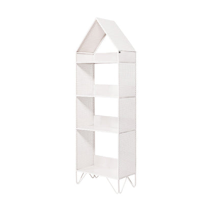 Scandinavian Metal Geometric Bookshelf Vertical Open Iron Bookshelf 16.1"L x 9.1"W x 50.4"H White Clearhalo 'Bookcases' 'furn' 'furn_bookcases' 'Furniture' 'furniture_bookcases' 'kitchen' 'kitchen_bookcases' 'Living Room Furniture' 'Office Furniture' 4844801