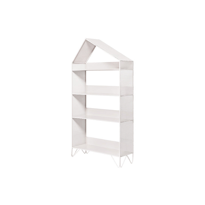 Scandinavian Metal Geometric Bookshelf Vertical Open Iron Bookshelf 26"L x 9.1"W x 50.4"H White Clearhalo 'Bookcases' 'furn' 'furn_bookcases' 'Furniture' 'furniture_bookcases' 'kitchen' 'kitchen_bookcases' 'Living Room Furniture' 'Office Furniture' 4844805