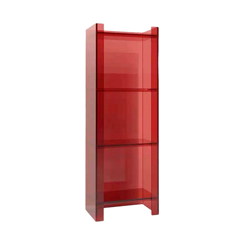 Scandinavian Style Bookshelf 9.84"W Closed Back Bookcase for Home Office Study Room 15.7"L x 9.8"W x 46.5"H Red Clearhalo 'Bookcases' 'furn' 'furn_bookcases' 'Furniture' 'furniture_bookcases' 'kitchen' 'kitchen_bookcases' 'Living Room Furniture' 'Office Furniture' 4844816