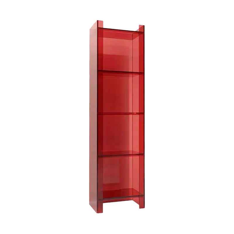 Scandinavian Style Bookshelf 9.84"W Closed Back Bookcase for Home Office Study Room 15.7"L x 9.8"W x 59.8"H Red Clearhalo 'Bookcases' 'furn' 'furn_bookcases' 'Furniture' 'furniture_bookcases' 'kitchen' 'kitchen_bookcases' 'Living Room Furniture' 'Office Furniture' 4844819
