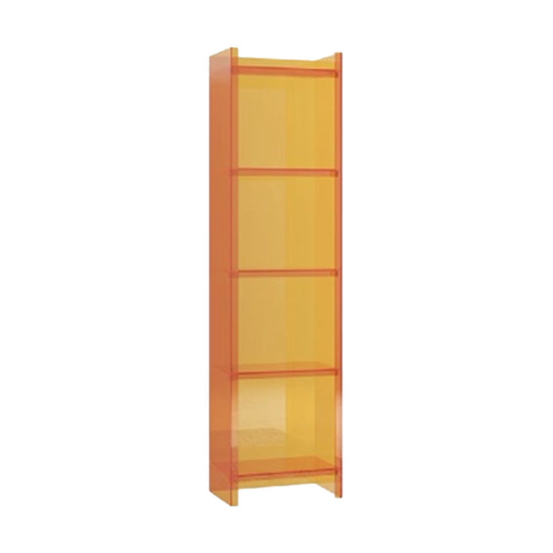 Scandinavian Style Bookshelf 9.84"W Closed Back Bookcase for Home Office Study Room 15.7"L x 9.8"W x 59.8"H Orange Clearhalo 'Bookcases' 'furn' 'furn_bookcases' 'Furniture' 'furniture_bookcases' 'kitchen' 'kitchen_bookcases' 'Living Room Furniture' 'Office Furniture' 4844832