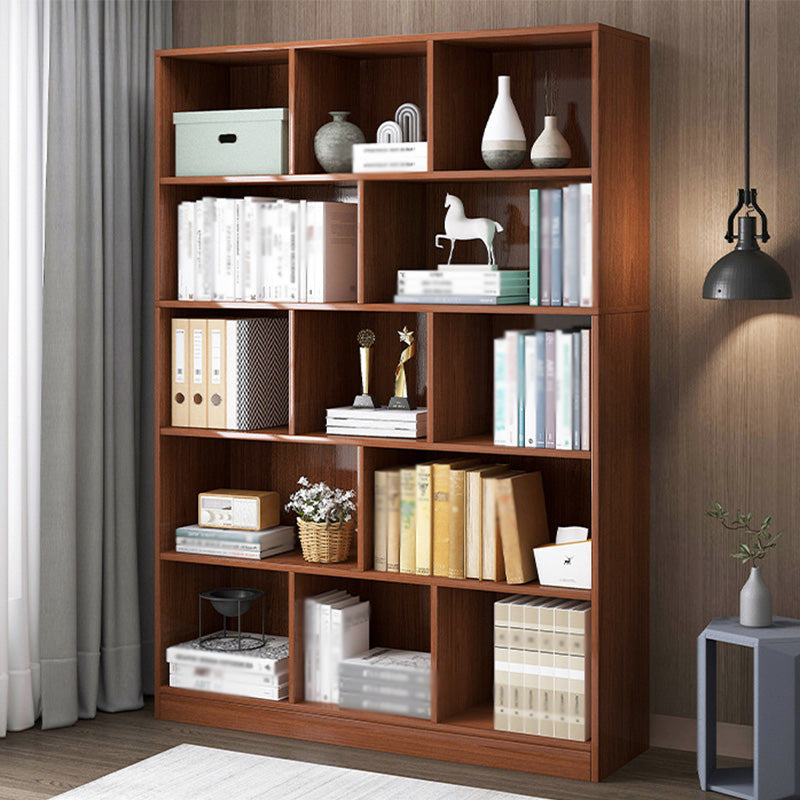 Manufactured Wood Standard Bookshelf Scandinavian Vertical Closed Back Bookshelf Red Brown 39.4"L x 9.4"W x 70.9"H Bookcases Clearhalo 'Bookcases' 'Furniture' 'furniture_bookcases' 'kitchen' 'kitchen_bookcases' 'Living Room Furniture' 'Office Furniture' 4844848