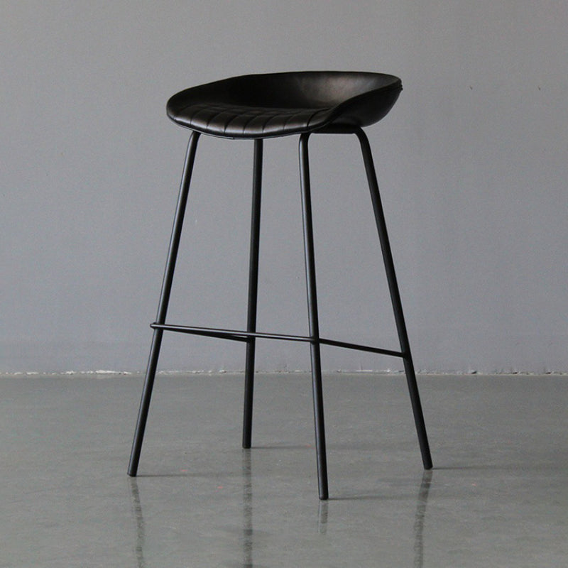 Modern Style Bar-stool PU Leather Counter Bar Stool with Metal Legs for Kitchen Black 1 Piece Clearhalo 'Bar Furniture' 'Bar Stools' 'bar_stools' 'furn' 'furn_bar_stools' 'Furniture' 'furniture_bar_stools' 'Kitchen & Dining Furniture' 4850201