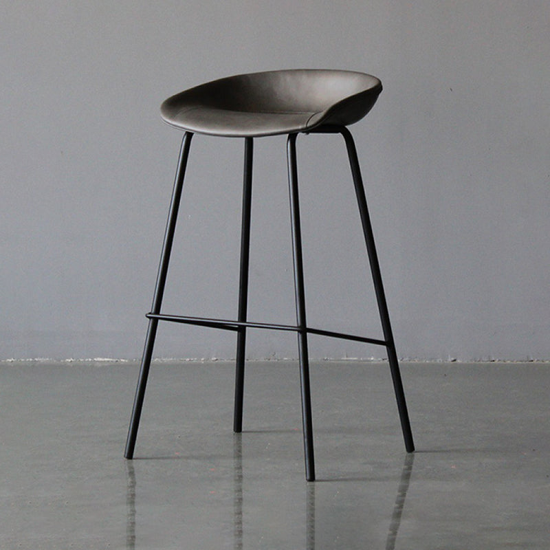 Modern Style Bar-stool PU Leather Counter Bar Stool with Metal Legs for Kitchen Grey 1 Piece Clearhalo 'Bar Furniture' 'Bar Stools' 'bar_stools' 'furn' 'furn_bar_stools' 'Furniture' 'furniture_bar_stools' 'Kitchen & Dining Furniture' 4850202