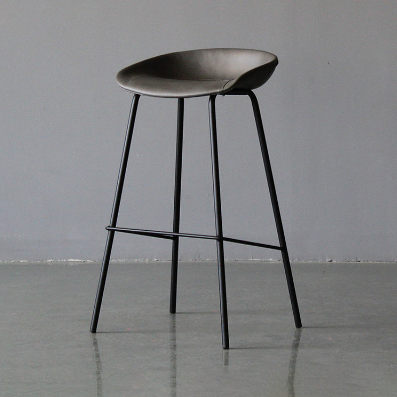 Modern Style Bar-stool PU Leather Counter Bar Stool with Metal Legs for Kitchen Dark Gray 1 Piece Clearhalo 'Bar Furniture' 'Bar Stools' 'bar_stools' 'furn' 'furn_bar_stools' 'Furniture' 'furniture_bar_stools' 'Kitchen & Dining Furniture' 4850205