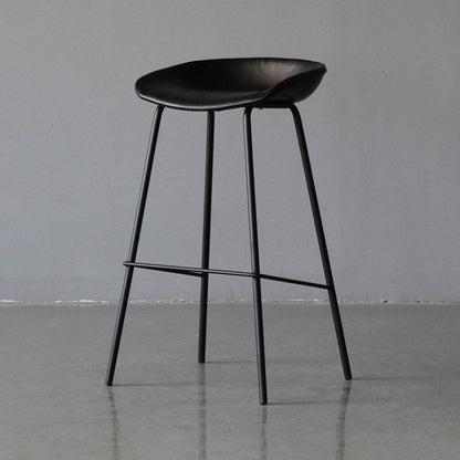 Modern Style Bar-stool PU Leather Counter Bar Stool with Metal Legs for Kitchen Textured Black 1 Piece Clearhalo 'Bar Furniture' 'Bar Stools' 'bar_stools' 'furn' 'furn_bar_stools' 'Furniture' 'furniture_bar_stools' 'Kitchen & Dining Furniture' 4850209