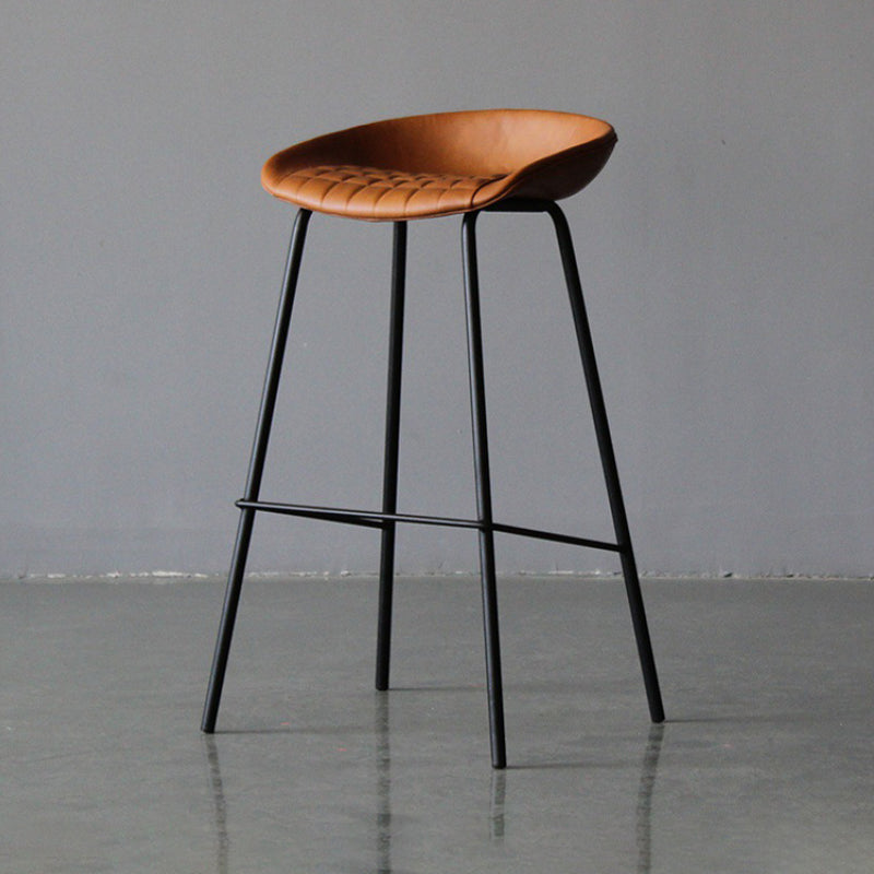 Modern Style Bar-stool PU Leather Counter Bar Stool with Metal Legs for Kitchen Light Brown 1 Piece Clearhalo 'Bar Furniture' 'Bar Stools' 'bar_stools' 'furn' 'furn_bar_stools' 'Furniture' 'furniture_bar_stools' 'Kitchen & Dining Furniture' 4850211