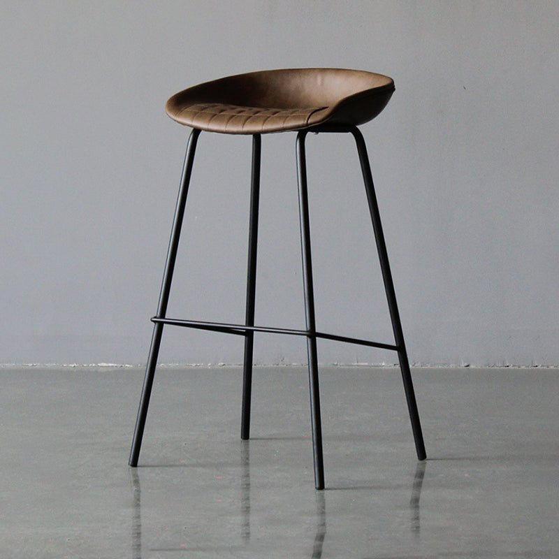Modern Style Bar-stool PU Leather Counter Bar Stool with Metal Legs for Kitchen Dark Coffee 1 Piece Clearhalo 'Bar Furniture' 'Bar Stools' 'bar_stools' 'furn' 'furn_bar_stools' 'Furniture' 'furniture_bar_stools' 'Kitchen & Dining Furniture' 4850215