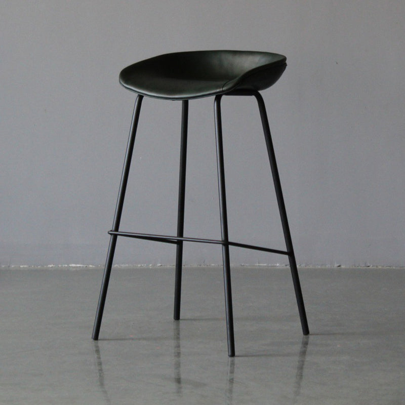 Modern Style Bar-stool PU Leather Counter Bar Stool with Metal Legs for Kitchen Blackish Green 1 Piece Clearhalo 'Bar Furniture' 'Bar Stools' 'bar_stools' 'furn' 'furn_bar_stools' 'Furniture' 'furniture_bar_stools' 'Kitchen & Dining Furniture' 4850217