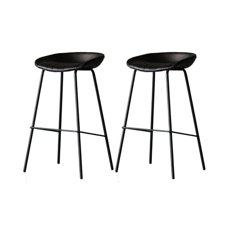 Modern Style Bar-stool PU Leather Counter Bar Stool with Metal Legs for Kitchen Black 2 Piece Set Clearhalo 'Bar Furniture' 'Bar Stools' 'bar_stools' 'furn' 'furn_bar_stools' 'Furniture' 'furniture_bar_stools' 'Kitchen & Dining Furniture' 4850218