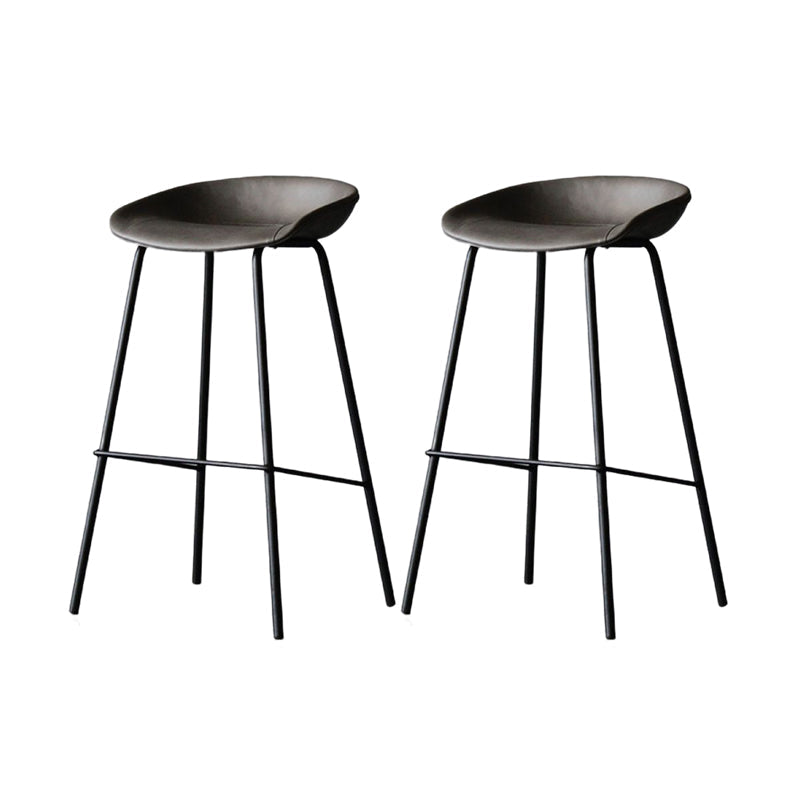 Modern Style Bar-stool PU Leather Counter Bar Stool with Metal Legs for Kitchen Grey 2 Piece Set Clearhalo 'Bar Furniture' 'Bar Stools' 'bar_stools' 'furn' 'furn_bar_stools' 'Furniture' 'furniture_bar_stools' 'Kitchen & Dining Furniture' 4850219