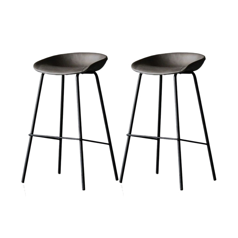 Modern Style Bar-stool PU Leather Counter Bar Stool with Metal Legs for Kitchen Dark Gray 2 Piece Set Clearhalo 'Bar Furniture' 'Bar Stools' 'bar_stools' 'furn' 'furn_bar_stools' 'Furniture' 'furniture_bar_stools' 'Kitchen & Dining Furniture' 4850220