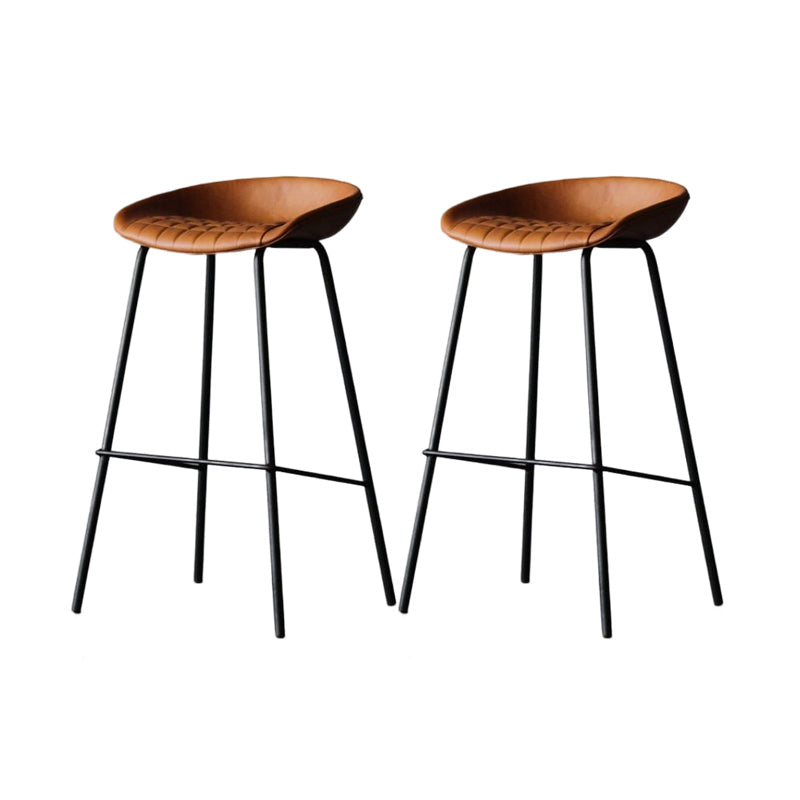Modern Style Bar-stool PU Leather Counter Bar Stool with Metal Legs for Kitchen Light Brown 2 Piece Set Clearhalo 'Bar Furniture' 'Bar Stools' 'bar_stools' 'furn' 'furn_bar_stools' 'Furniture' 'furniture_bar_stools' 'Kitchen & Dining Furniture' 4850223
