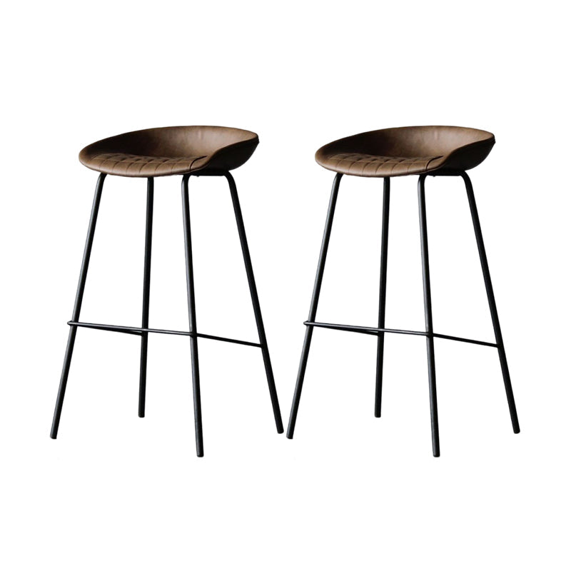 Modern Style Bar-stool PU Leather Counter Bar Stool with Metal Legs for Kitchen Dark Coffee 2 Piece Set Clearhalo 'Bar Furniture' 'Bar Stools' 'bar_stools' 'furn' 'furn_bar_stools' 'Furniture' 'furniture_bar_stools' 'Kitchen & Dining Furniture' 4850225