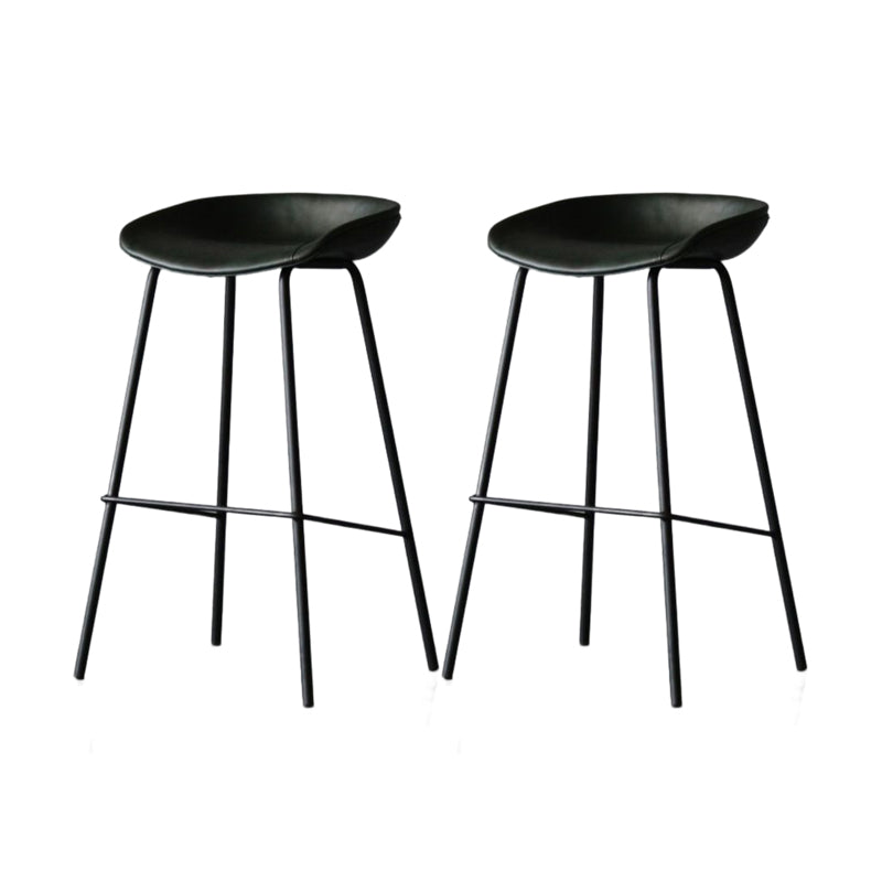 Modern Style Bar-stool PU Leather Counter Bar Stool with Metal Legs for Kitchen Blackish Green 2 Piece Set Clearhalo 'Bar Furniture' 'Bar Stools' 'bar_stools' 'furn' 'furn_bar_stools' 'Furniture' 'furniture_bar_stools' 'Kitchen & Dining Furniture' 4850227