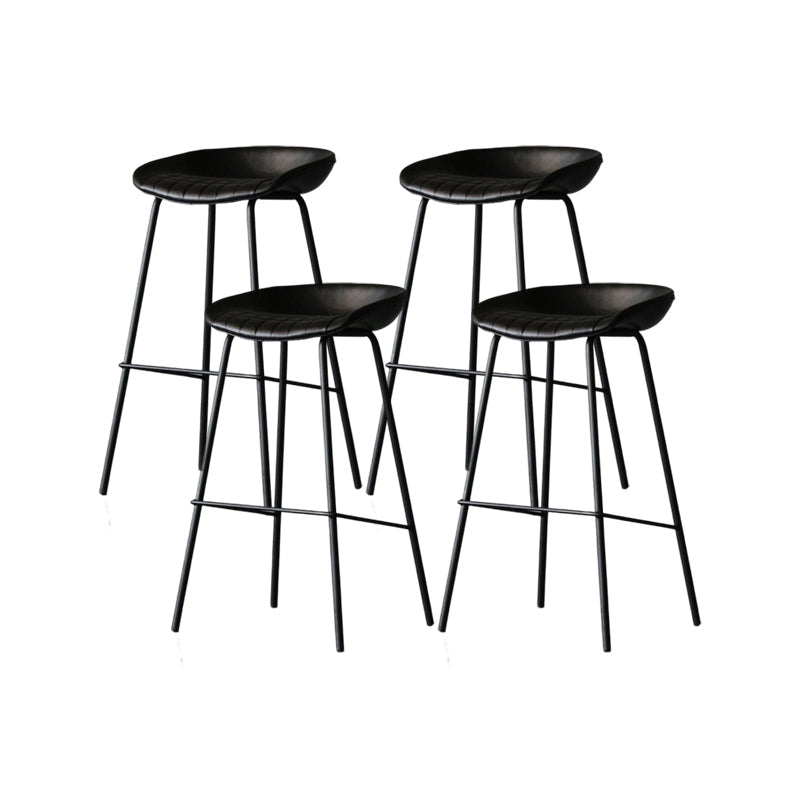 Modern Style Bar-stool PU Leather Counter Bar Stool with Metal Legs for Kitchen Black 4 Piece Set Clearhalo 'Bar Furniture' 'Bar Stools' 'bar_stools' 'furn' 'furn_bar_stools' 'Furniture' 'furniture_bar_stools' 'Kitchen & Dining Furniture' 4850228